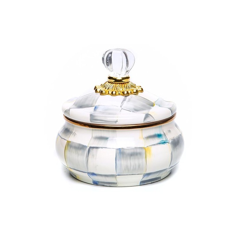 MACKENZIE-CHILDS Enamel Squashed Pot, Cute Enameled Container with Lid, 20