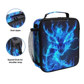 UMIRIKO Kids Lunch Box Blue Flame Dragon Loong Cooler Insulated for Boys and Girls, Lunch Bag with Shoulder Strap for School, Picnic Meal 20856139