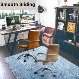 UTOKIA Large 48"x60" Stylish Office Chair Mat for Hardwood Floors - Modern Abstract Geometric Floor Mat Under Desk, Black Washable Fabric Anti-Slip & Noise Reducing Protector for Rolling Chairs