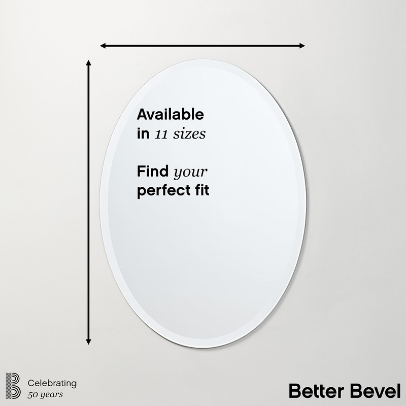 Better Bevel Frameless Oval Mirror, 24" x 36" Bathroom Wall
