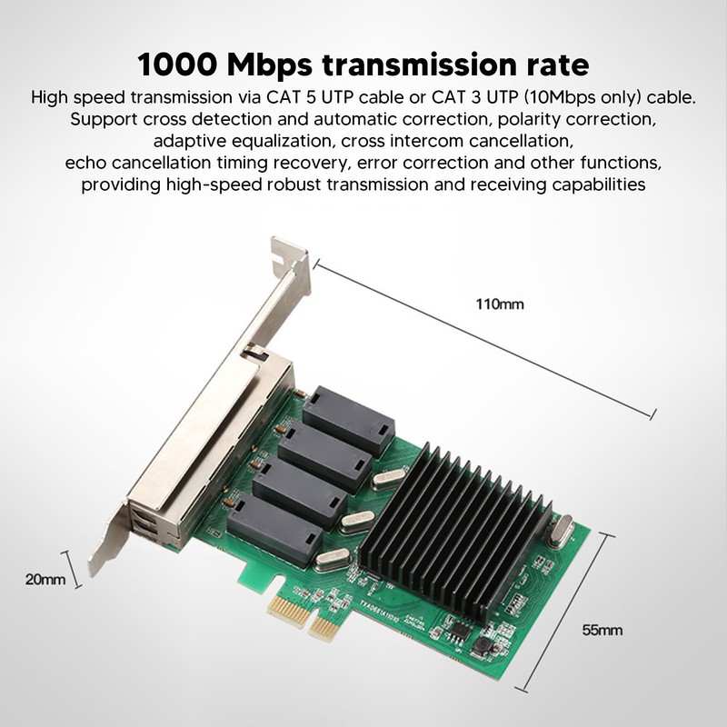 PCIe Network Card 10 100 1000Mbps NIC Controller Easy Installation