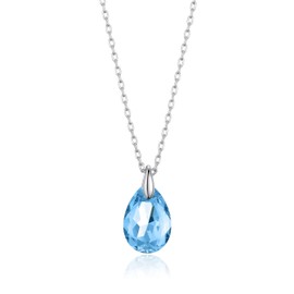 Philip Jones Sterling Silver Aquamarine Necklace Created with Zircondia® Crystals