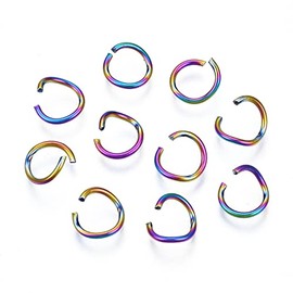 KISSITTY 100pcs 8x1mm Rainbow Open Jump Rings 18 Gauge 304 Stainless Steel Round Jump Rings Connectors 6mm Inner Diameter for DIY Jewelry Crafts Making
