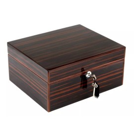 Humidor Cigar Box Spanish Red Cedar High Gloss Finish W/Hygrometer Lockable