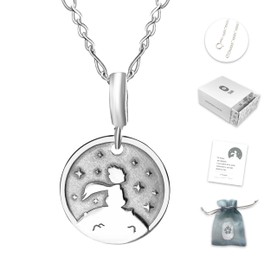 TAMI Collar de Plata El Principito - Dije para Hombre o Mujer con Cadena 925 - Accesorio de Joyería para Mujer del Libro The Little Prince