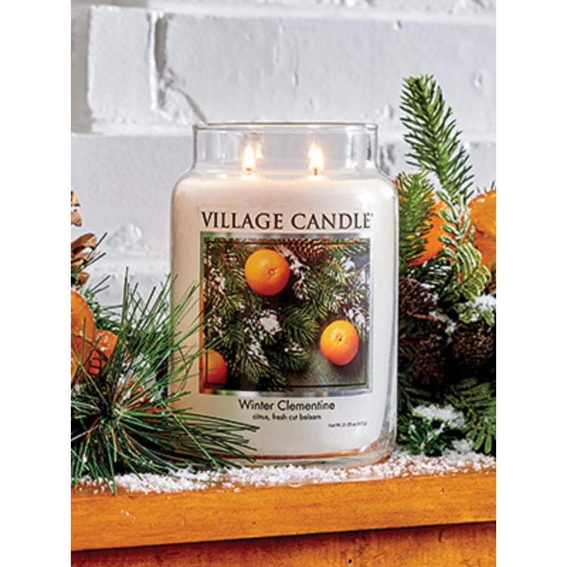 Village Candle Winter Clementine Large Apothecary Jar, Scented Candle, 21.25