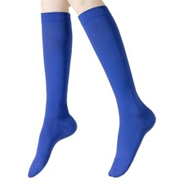 Dress Cici Nylon Compression Socks for Women, Timeless Pure Solid Color, Sports Athletic Knee High Long Socks (6 Pack: Black+Blue+Light Blue+Rose Red+White+Yellow)
