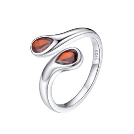 Bestyle Adjustable Rings Women's 925 Silver Droplet Ring, Gemstone Ring, Open Thumb Ring, Simple Ring, Teardrop Chunky Rings, Size Adjustable from 50-60, Sterling Silver