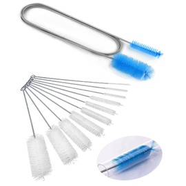 Flexible Long Drain Brush 61in Nylon Cleaner Double Ended Hose Tube Stainless Steel Pipe Brush 10 PCS 8.2in Straw Cleaning Brush