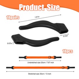 18 Kids Glasses Strap, 18 Large Ear Hooks for Glasses, and 2 Glass Cloths, Adjustable Elastic Design, Comfortable and Non-Slip, Suitable for Children, Men and Women Glass, Sunglasses (Multicolor)