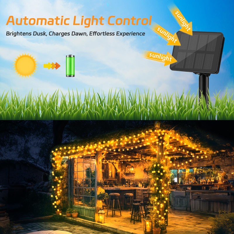 cshare Solar Fairy Lights Outdoor Waterproof,16.4ft 50LED Solar String Lights
