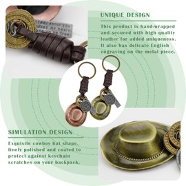 FERCAISH Pack of 2 Cowhide Cowboy Hat Keychain, Cowboy Hat Caps Key Ring, Retro Iron Tag Key Holder, for Car Handbag Keys (Red Bronze + Gold Bronze), Bronze, antique gold