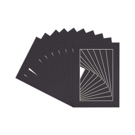 5x7 Mat for 8x10 Frame - Precut Mat Board Acid-Free Black 5x7 Photo Matte Made to Fit a 8x10 Picture Frame, Premium Matboard for Family Photos, Show Kits, Art, Picture Framing, Pack of 10 Mats