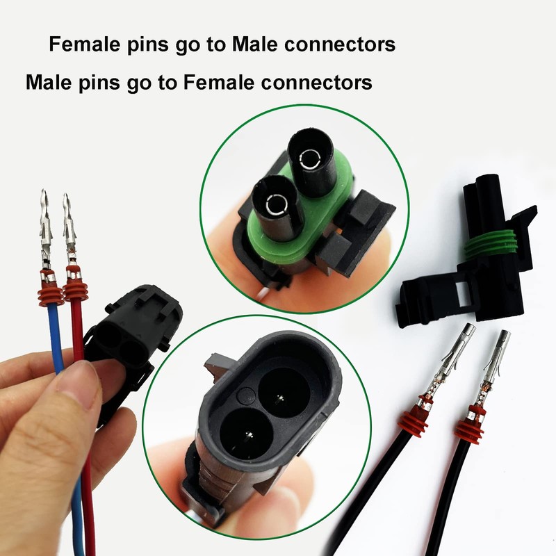 Twippo 10 Kits 2 Pin Connector Weather Pack Connectors Kit