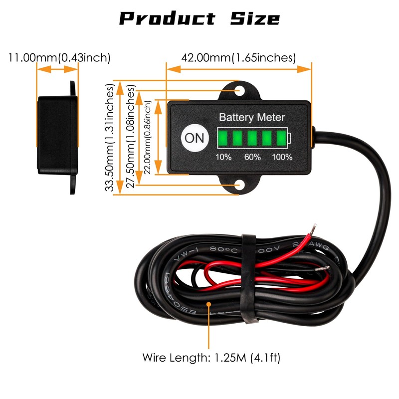 Battery Fuel Gauges for Lead-Acid, 18650, LiFePO4 Batteries, 12V-48V DC,