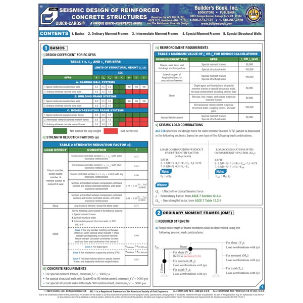 Seismic Design of Reinforced Concrete Structures Quick-Card Based on the