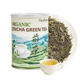 Organic Sencha Green Tea Loose Leaf – 3.53oz/100g, Organic, Whole Leaf Premium Steam-Fixed Green Tea, Mild Umami Taste