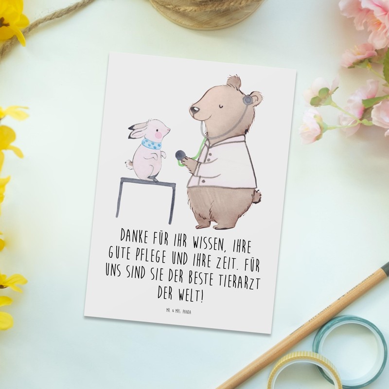 Mr. & Mrs. Panda Postcard "Bester Tierarzt - Gift, Appreciation,