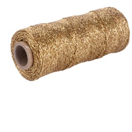 Hohopeti 1 Roll Gold Decorative Twine Crafts Rope 100m Party Decoration Cotton Thread Rope Decoration String