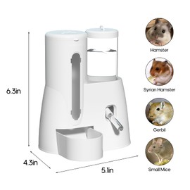 SQUSIMEI- Botella de agua 2 en 1 para hámsteres: comedero automático, dispensador de agua antigoteo para pequeños animales, para hámsteres enanos sirios, jerbos, ratones, erizos, accesorios para jaula