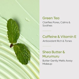 mCaffeine Green Tea Face Cleansing Butter - Shea and Murumuru Butter Infused - Removes Dirt and Oil from Pores - Protects Skin Barrier - 100 g