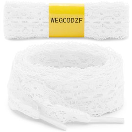 Flat Lace Shoelaces for Sneakers WEGOODZF 3cm Wide Elastic Shoe Laces[2 Pair], 01 White, 39.37"Inch (100CM)