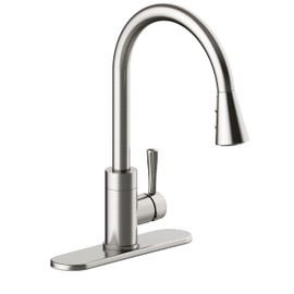 Design House 595140 Baylor Contemporary Single Handle Pull-Down Kitchen Faucet, 5.99-Pound, Satin Nickel
