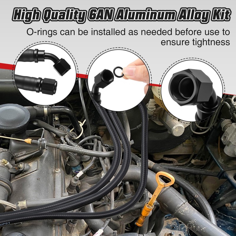 3/8 Fuel Hose Line 25FT, 6AN Fuel Line Kit Push