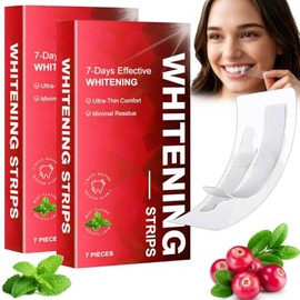 Tiras Blanqueadoras de Dientes, 14Pares-28 Tiras Whitening Strips para Dientes Sensibles, Banditas Blanqueadoras de Dientes Brillo Natural Sin Colorantes, Suave Elimina Manchas de Café y Té