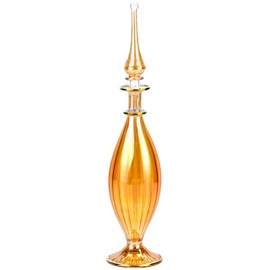 NileCart Egyptian Perfume Bottle large size 9 in. honey color oval shape handmade in Egypt For your perfume, essential oils, Egyptian decoration or party table centerpiece