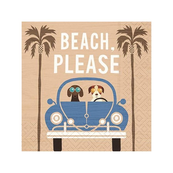 Beach Please Cocktail Napkins - Fun Beach Design, Party Supplies, 20 Beverage Napkins