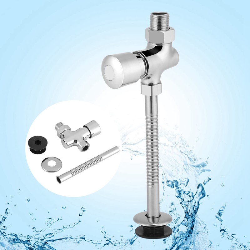 Urinal Flush Valve with Button, Manual Delay, Automatic Shut-Off Toilet