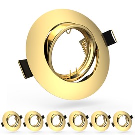 6 Pack Spotlight Fixtures Gu10 Recessed Frame Spotlight, Compatible with MR16 GU5.3 Bulbs, Adjustable Light Fitting for Cabinet Kitchen, Gold