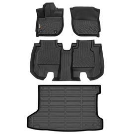 Binmotor-TPE Floor Mats and Cargo Liner Set for 2016-2022 Honda HRV (FWD Model) All Weather HRV Car Floor LinersWaterproof, Full Set, Heavy Duty Car Floor Liners-Black HRV Accessories