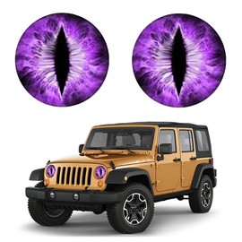 1Pair Beast Eyes Headlight Decals,2025 3D Stereo Eyes Headlight Stickers, Truck Car Body Window Bumper Decoration Stickers, Car Accessories Round Headlight Decal for Jeep Wrangler (Purple)