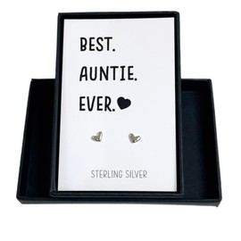Auntie Earrings | Sterling Silver Heart Stud Earrings for Auntie | Gift for Auntie | Auntie gift