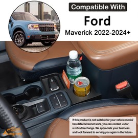 Aunginsy Center Console Cup Holder Compatible with Ford Maverick 2022 2023 2024 Front Seat Armrest Box Dual Cup Holders Insert Expander Organizer Tray Drink Water Bottle Holder with Mat Accessories
