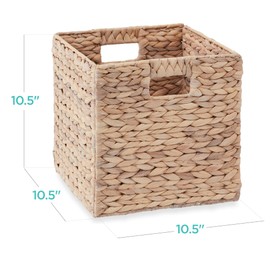 Best Choice Products 10.5x10.5in Hyacinth Baskets, Rustic Set Of 5 Multipurpose Collapsible Storage Organizer, Handwoven Laundry Totes for Bedroom, Living Room, Shelves - White