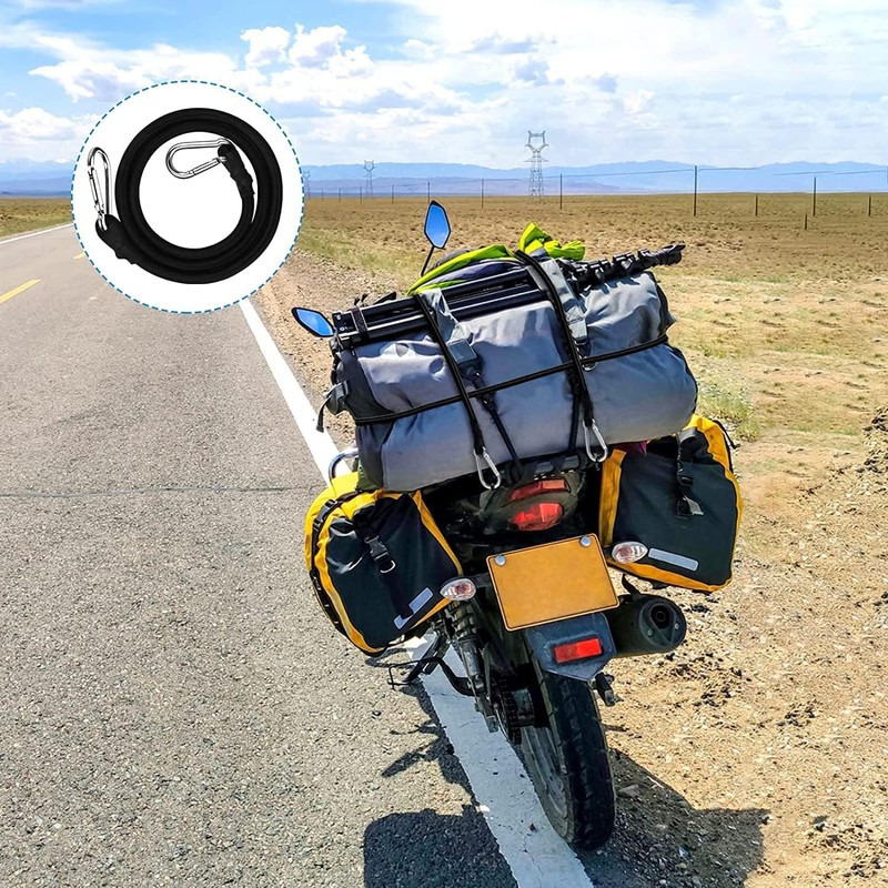 WANGBINGFF 4Pcs Black Bungee Cord with Carabiner, 1m Long, 8mm