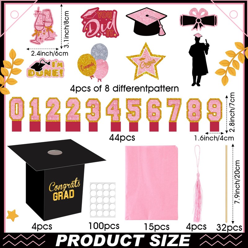 4 Sets 95 Pcs 2026 Graduation Table Decorations Congrats Grad