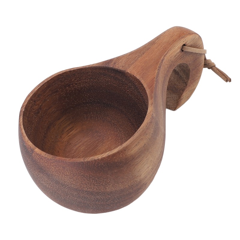 Wooden Coffee Cup with Handle Comfortable Grip Rustic Decorative Milk