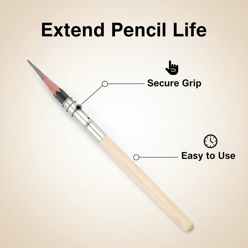 SPHTOEO Pencil Extender Set of 5 — Adjustable Wooden-Handle Lengthener
