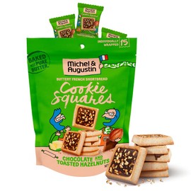 Michel et Augustin Cookies, Individually Wrapped Snacks, Gourmet Milk Chocolate & Hazelnut Shortbread, 15 French Butter Cookies