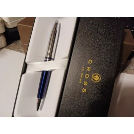 CROSS CALAIS METALLIC BLUE AND CHROME BALLPOINT PEN BRAND NEW BIRTHDAY GIFT