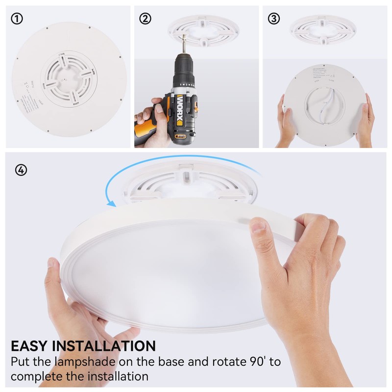 4Pack 3200LM LED Ceiling Light Fixture,12inch White Slim 28W Thin
