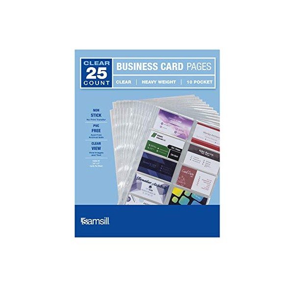 Samsill Business Card Sleeves, 25 Pack Holds 500 Business Cards,