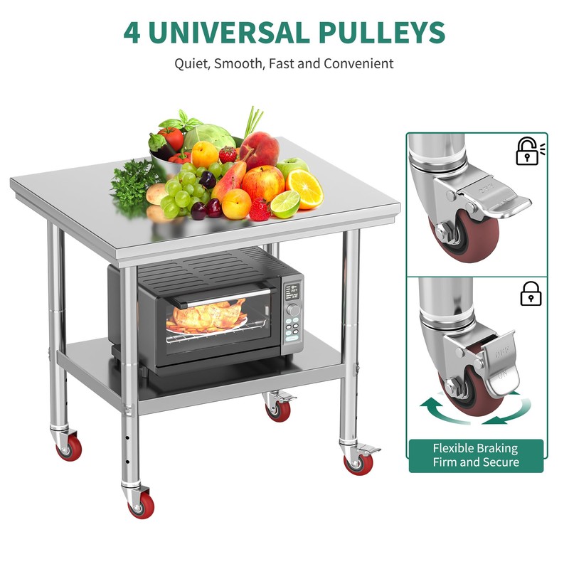 YITAHOME NSF Stainless Steel Table, 30" X 24" Work Table