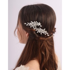 Teyglen Rhinestone Hair Clips Sparkly Zircon Crystal Hair Barrette for Women Bridal Hair Clips Wedding Hair Accessories Hair Piece for Women (Silver)