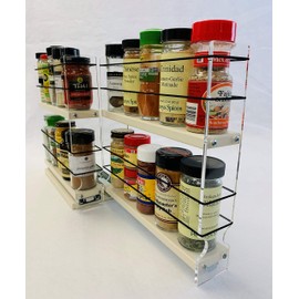 Vertical Spice - 22x2x11 DC - Spice Rack - Fits Narrow Space w/2 Drawers & 2 Tiers - 20 Spice Capacity - Easy Install - Size: 4.6" Wide x 10.75" Tall x 10.6" Depth - Made In USA