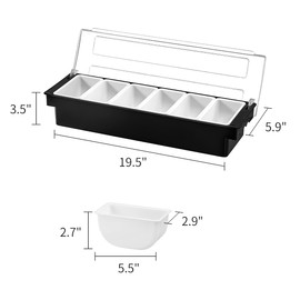 BEYLANG Ice Chilled Serving Tray Condiment Pots 6 Compartment Condiment Server Caddy (6 Compartments)